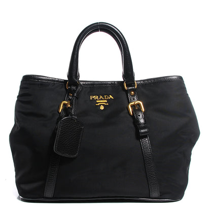 Prada Vitello Daino Tessuto Nylon Tote Nero Black 1 of 10