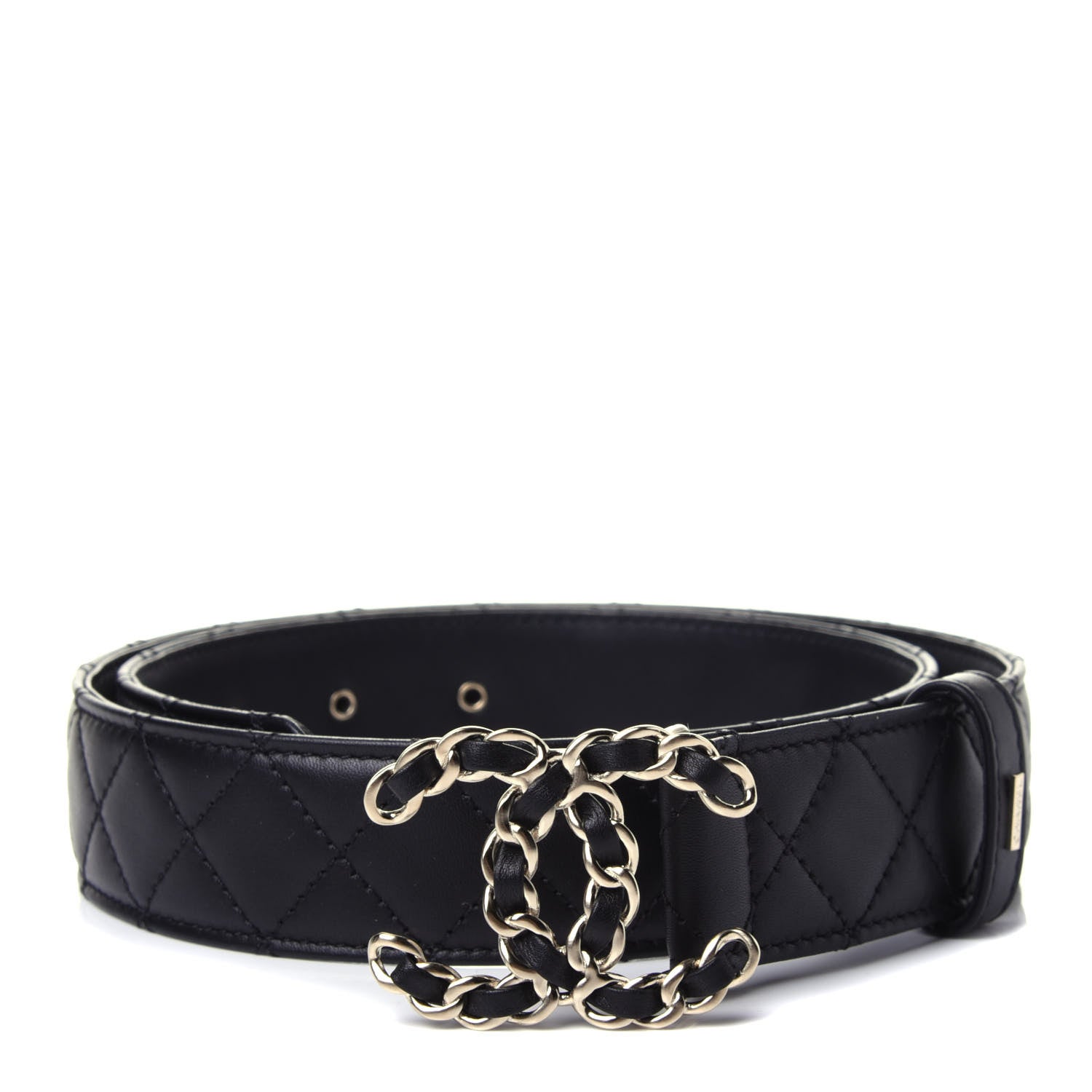 Chanel Calfskin Quilted CC Chain Belt 75 Black 1 of 4
