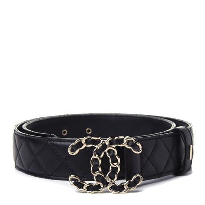 Chanel Calfskin Quilted CC Chain Belt 75 Black 1 of 4