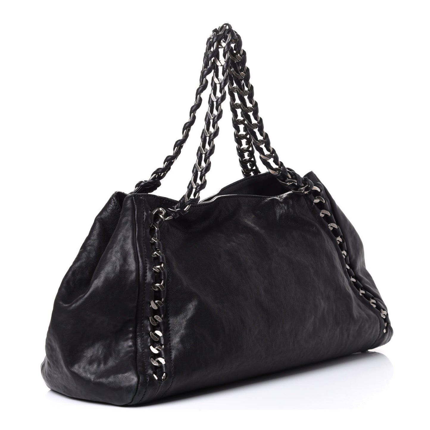 Calfskin East West Modern Chain Tote Black