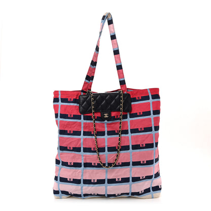 Chanel Caviar Fabric Quilted Foldable Tote With Chain Navy Multicolor 1 of 12