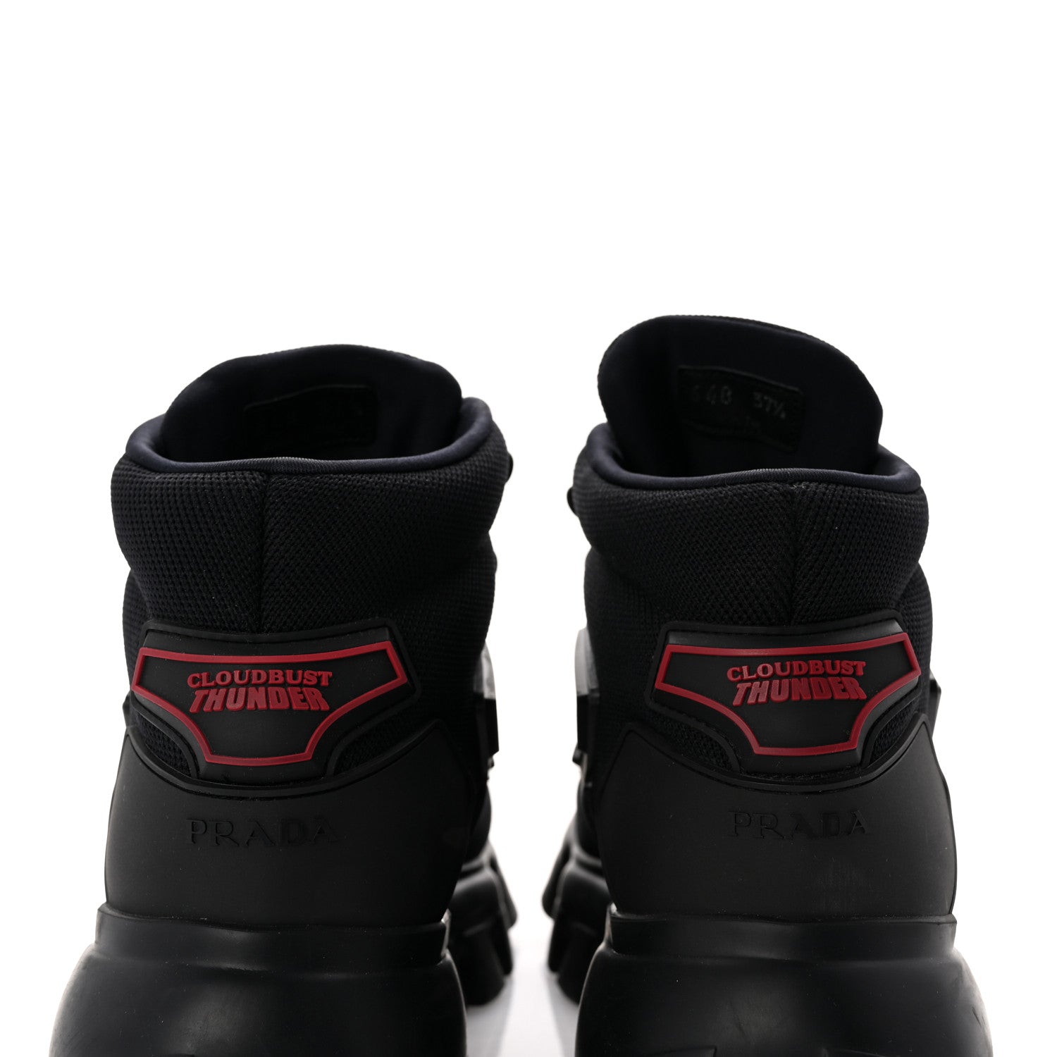 Prada Rubber Technical Knit Fabric Cloudbust Thunder High Top Sneakers 37.5 Black 6 of 11