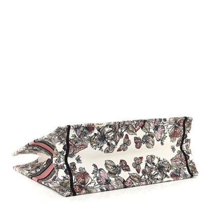 Christian Dior Canvas Embroidered Large Butterfly Around The World Book Tote White Pastel Pink 4 of 12