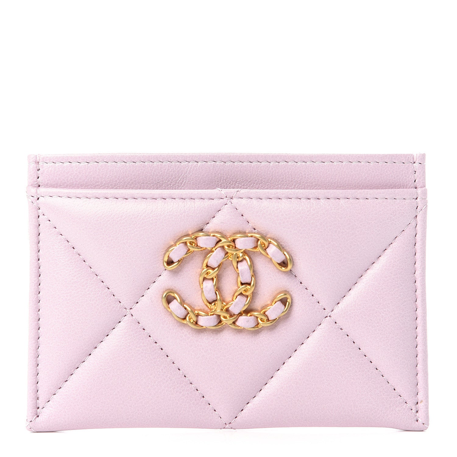 Chanel Lambskin Quilted Chanel 19 Card Holder Light Pink 1 of 9