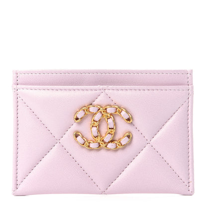 Chanel Lambskin Quilted Chanel 19 Card Holder Light Pink 1 of 9