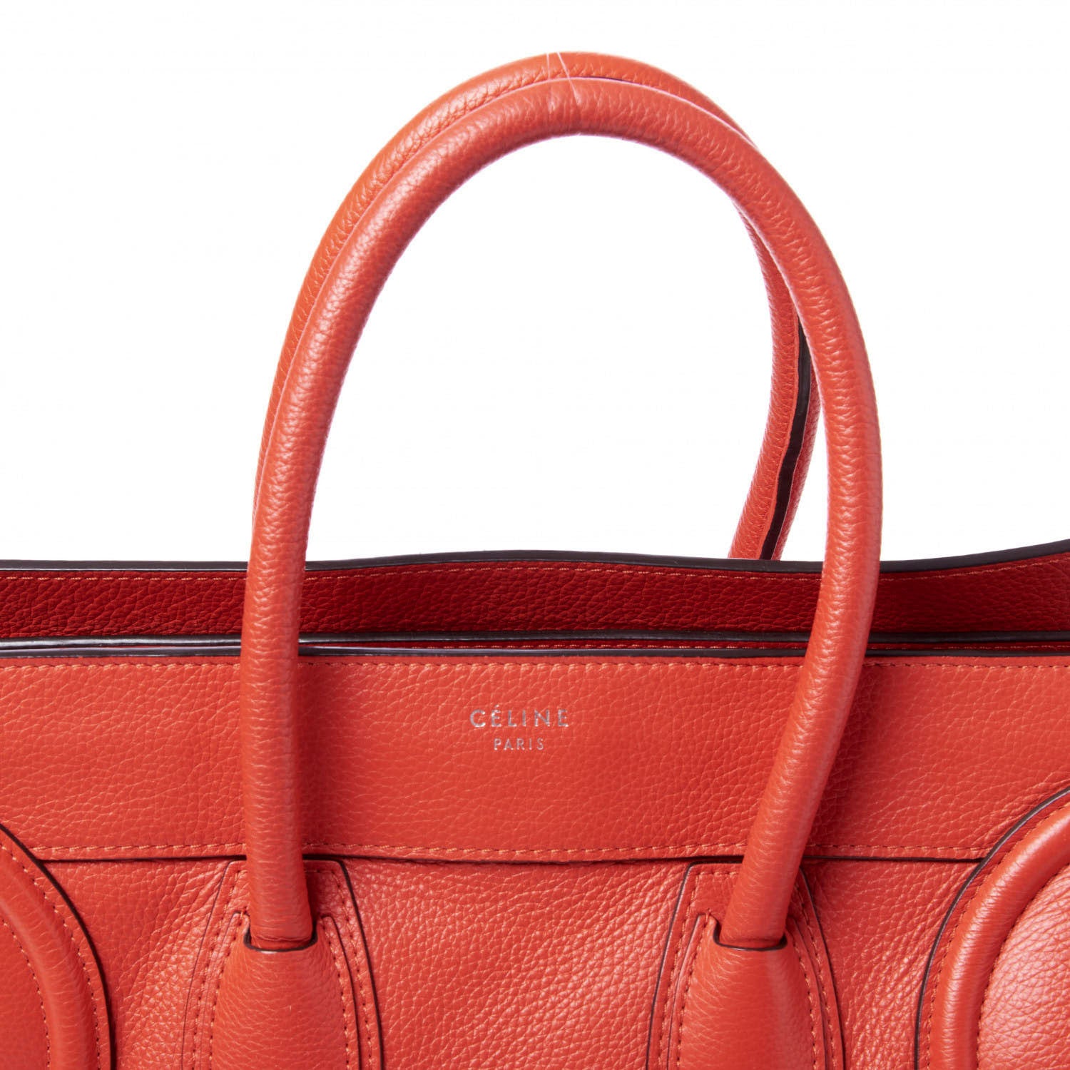 Celine Drummed Calfskin Mini Luggage Vermillion 8 of 8