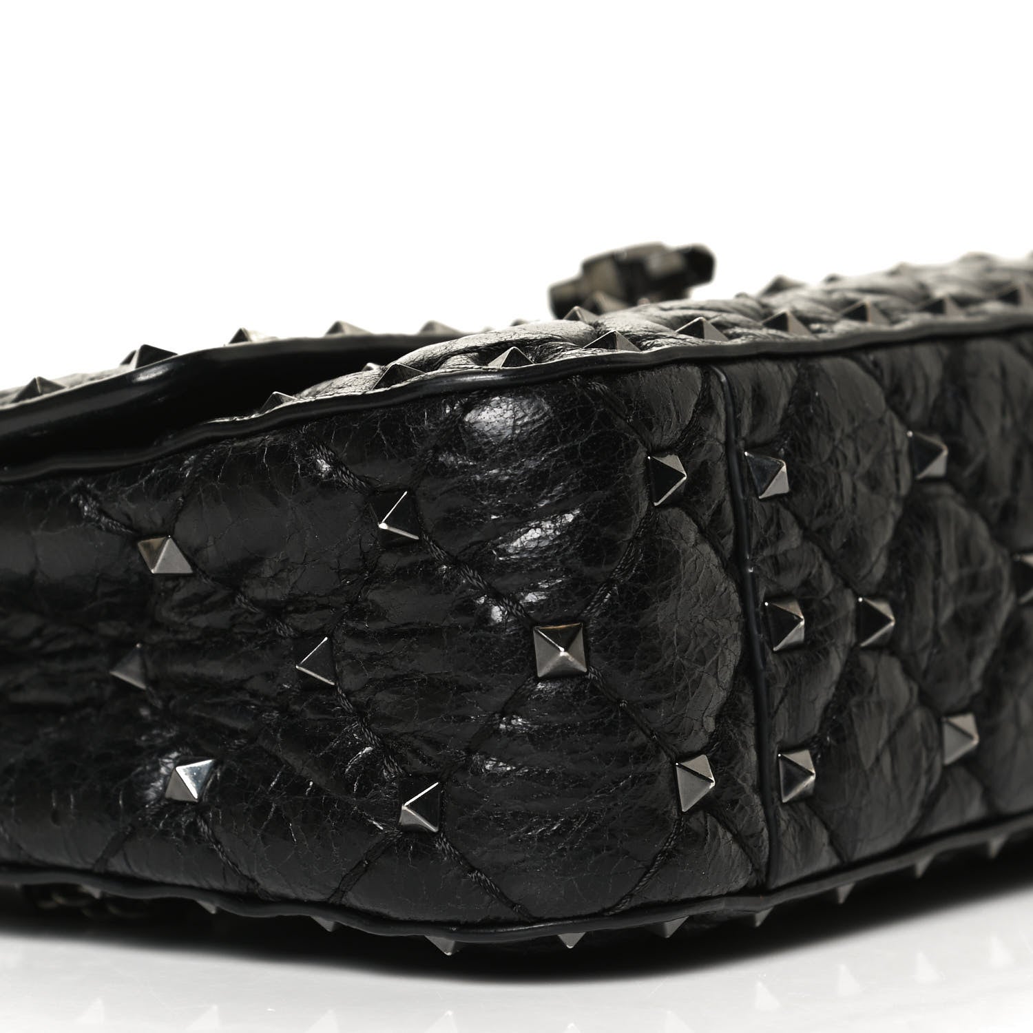 Valentino Garavani Craquele Nappa Small Rockstud Spike Shoulder Bag Black 7 of 10