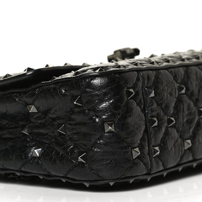 Valentino Garavani Craquele Nappa Small Rockstud Spike Shoulder Bag Black 7 of 10