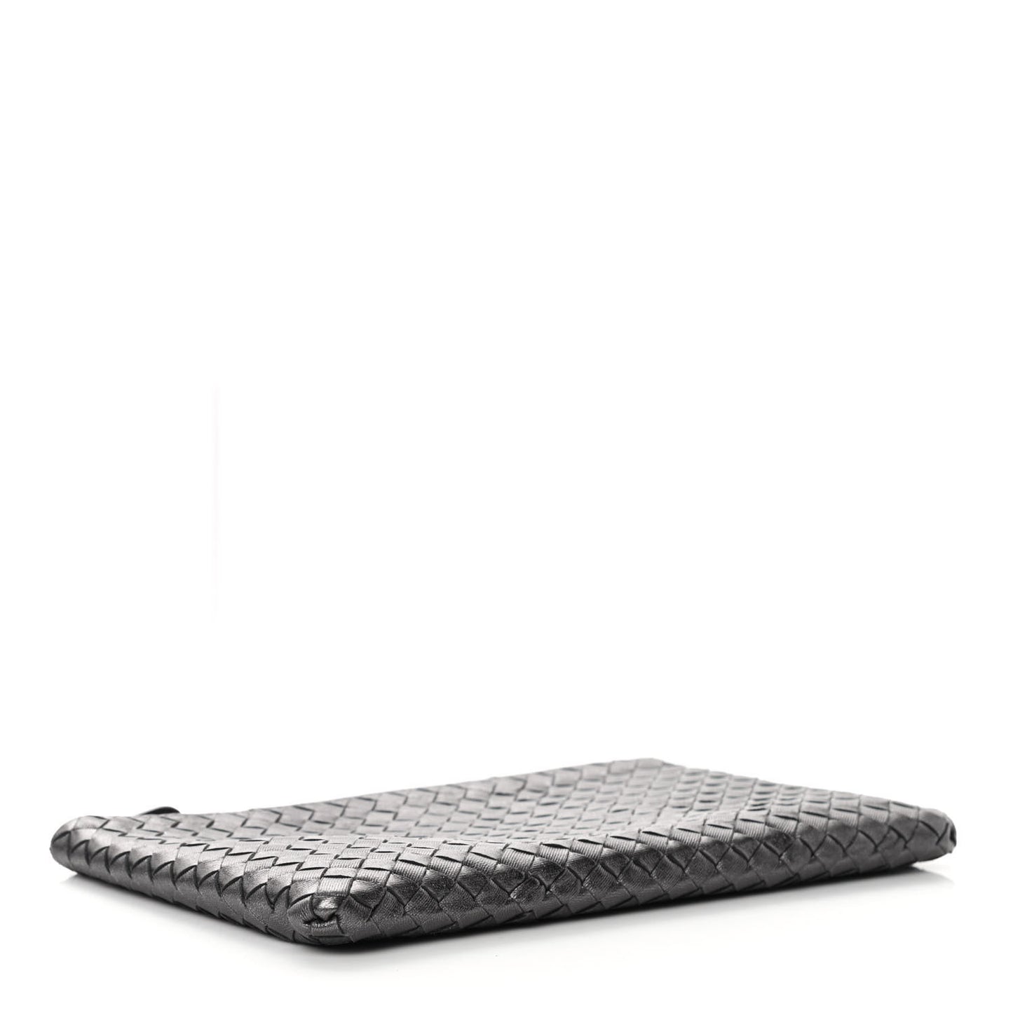 Nappa Intrecciato Flat Zip Biletto Pouch Light Grey