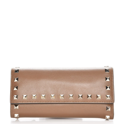 Valentino Garavani Calfskin Rockstud Flap Wallet Brown 1 of 10