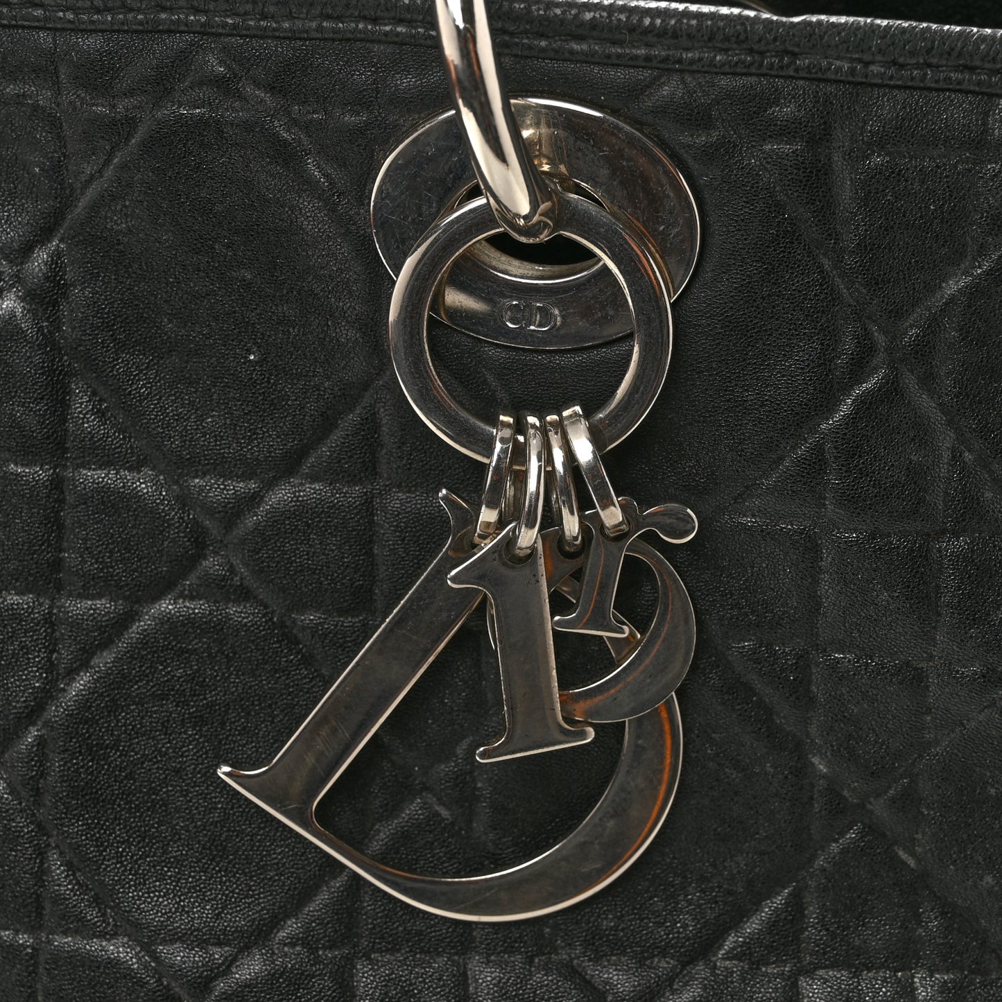 Lambskin Cannage Large Soft Lady Dior Shopping Tote Black
