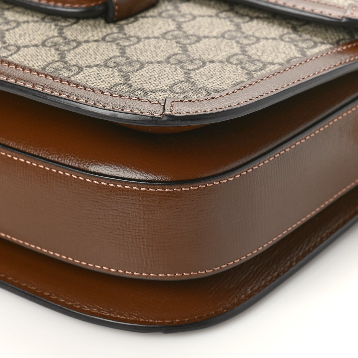 GG Supreme Monogram Horsebit 1955 Shoulder Bag Beige Brown Sugar