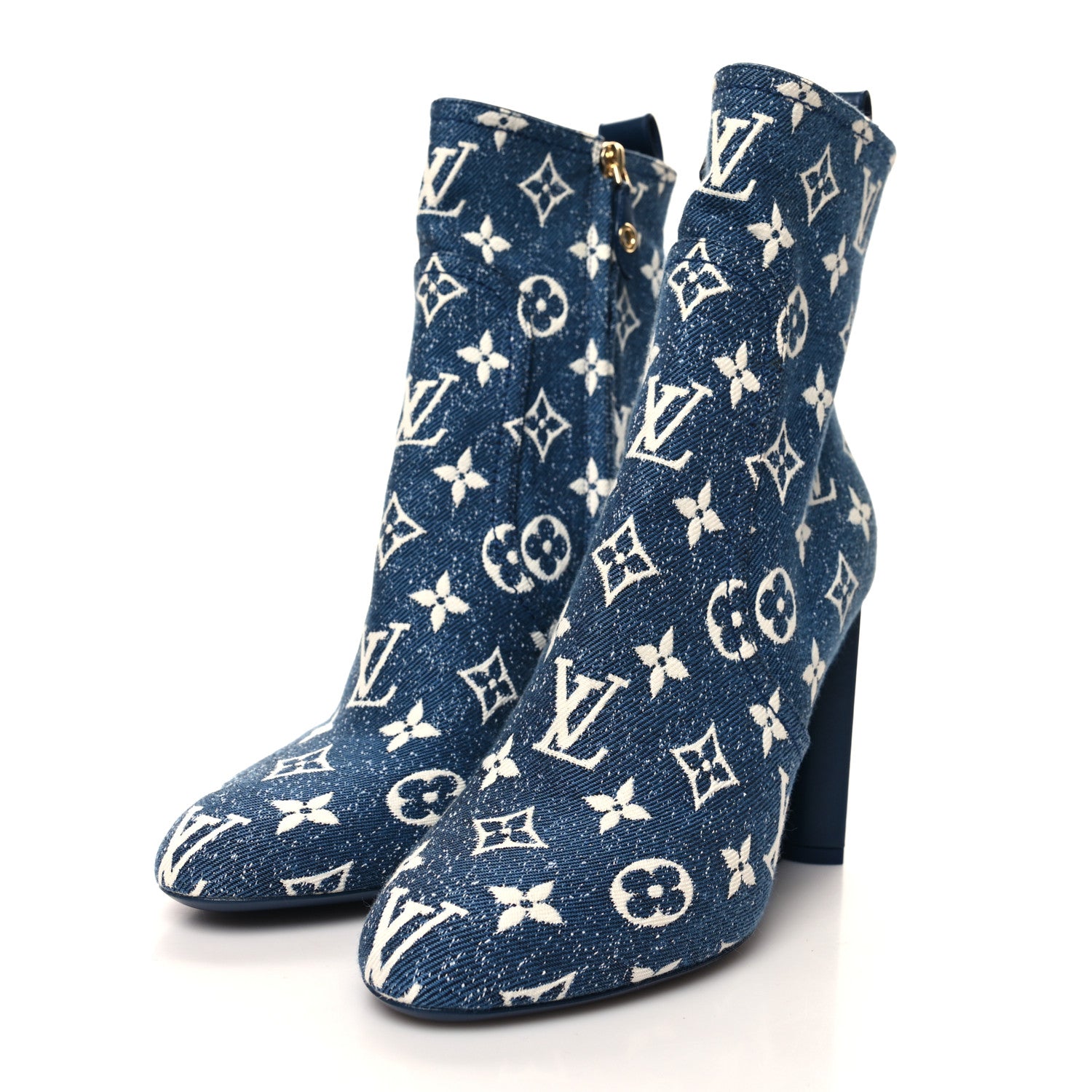 Louis Vuitton LOUIS VUITTON Denim Monogram Silhouette Ankle Boots 37 Navy Blue 3 of 9
