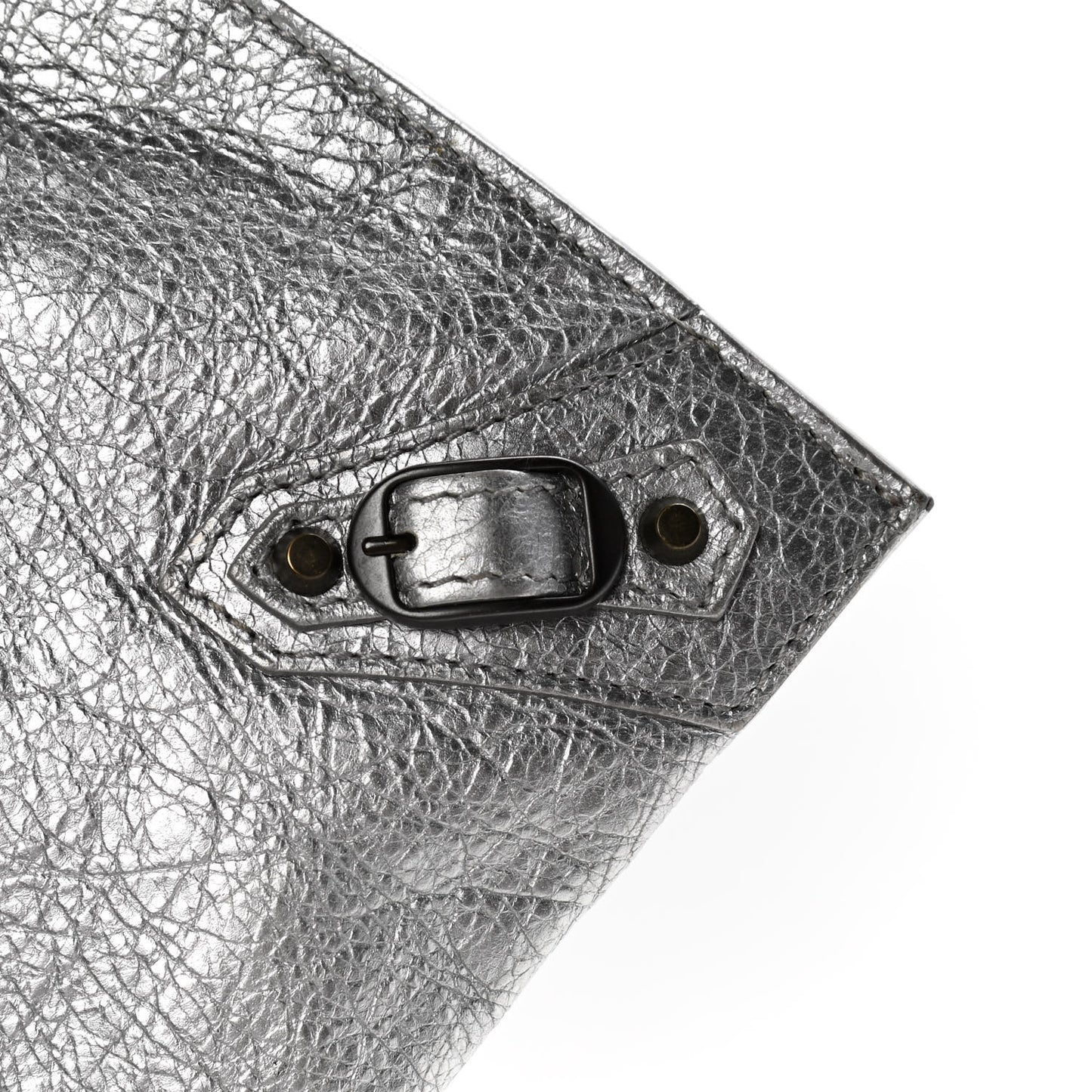 Agneau Classic Hardware Small Pouch Gris Aluminum