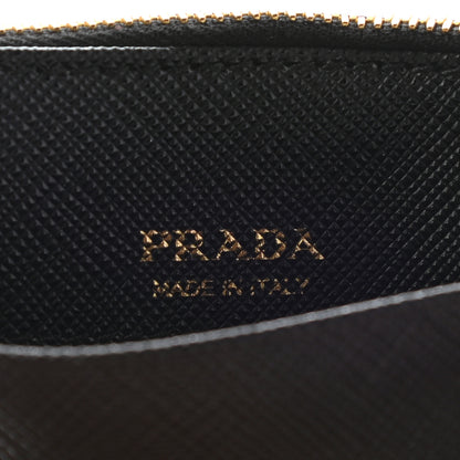 Prada Saffiano Triangle Zip Card Holder Black 6 of 6