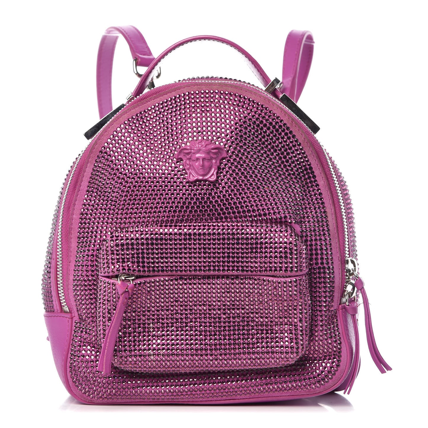 Calfskin Palazzo Crystal Medusa Backpack Pink