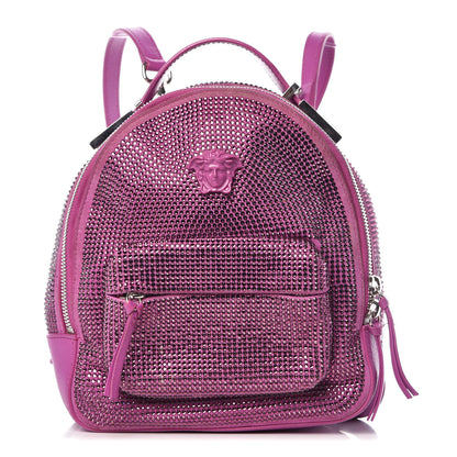 Versace Calfskin Palazzo Crystal Medusa Backpack Pink 1 of 10