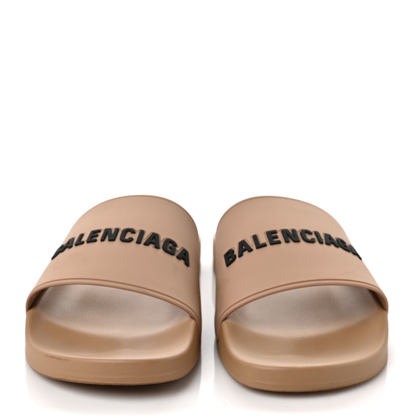 Rubber Logo Mens Pool Slide Sandals 46 Beige Black
