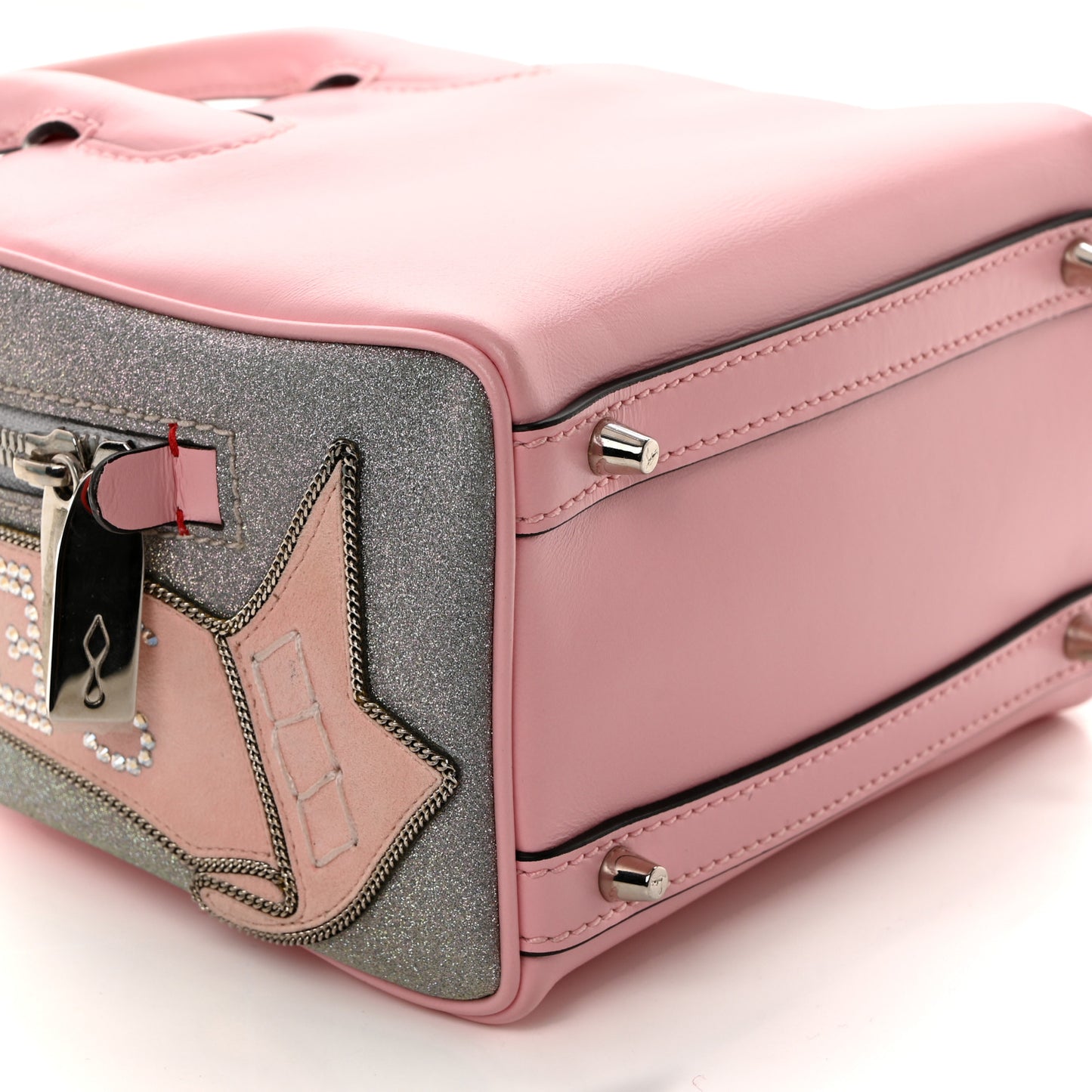 Calfskin Paris Glitter Nano Marie Jane Pepite Tote Eglantine Silver
