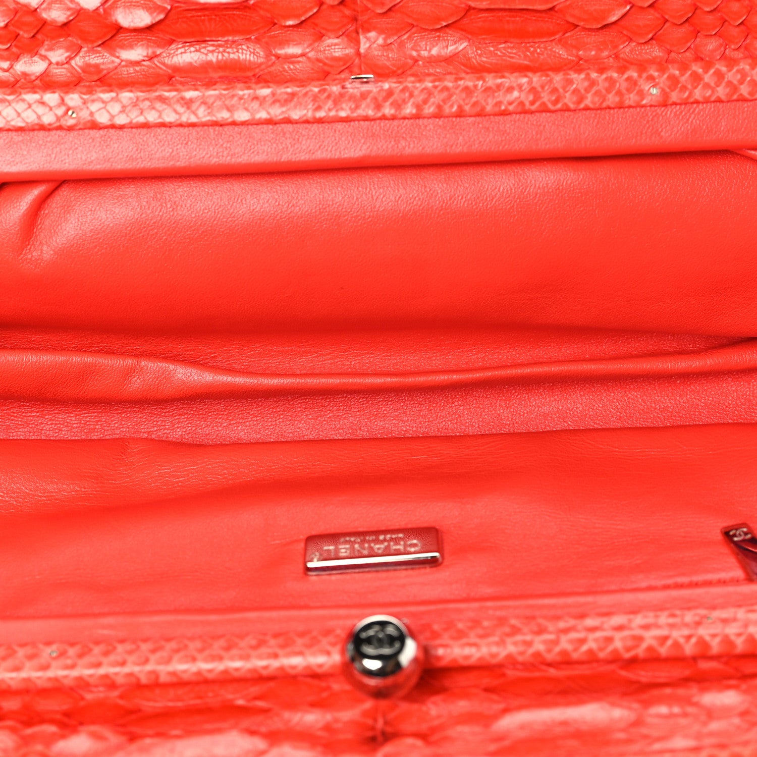 Chanel Snakeskin East West Kisslock Flap Red 5 of 10