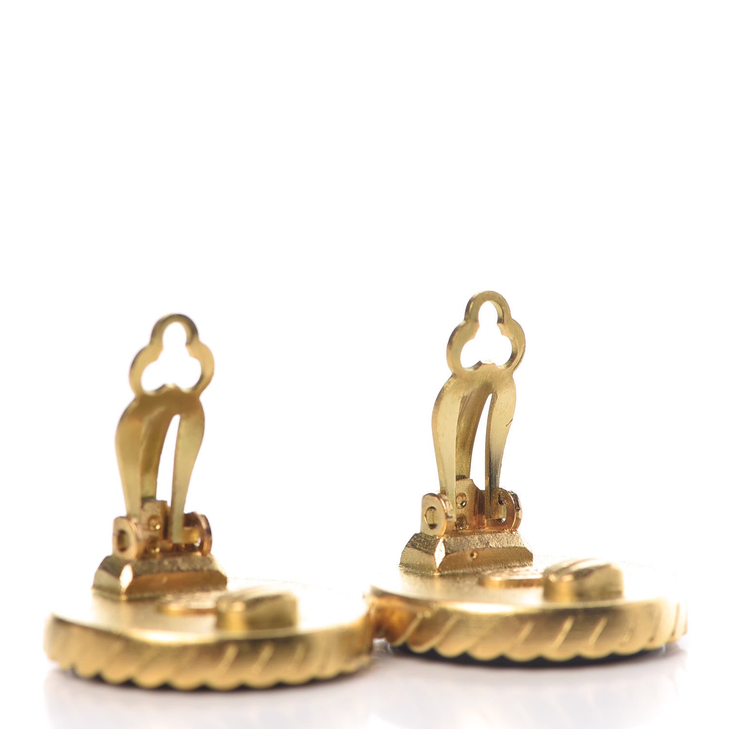 Chanel Enamel CC Clip On Earrings Black Gold 4 of 5