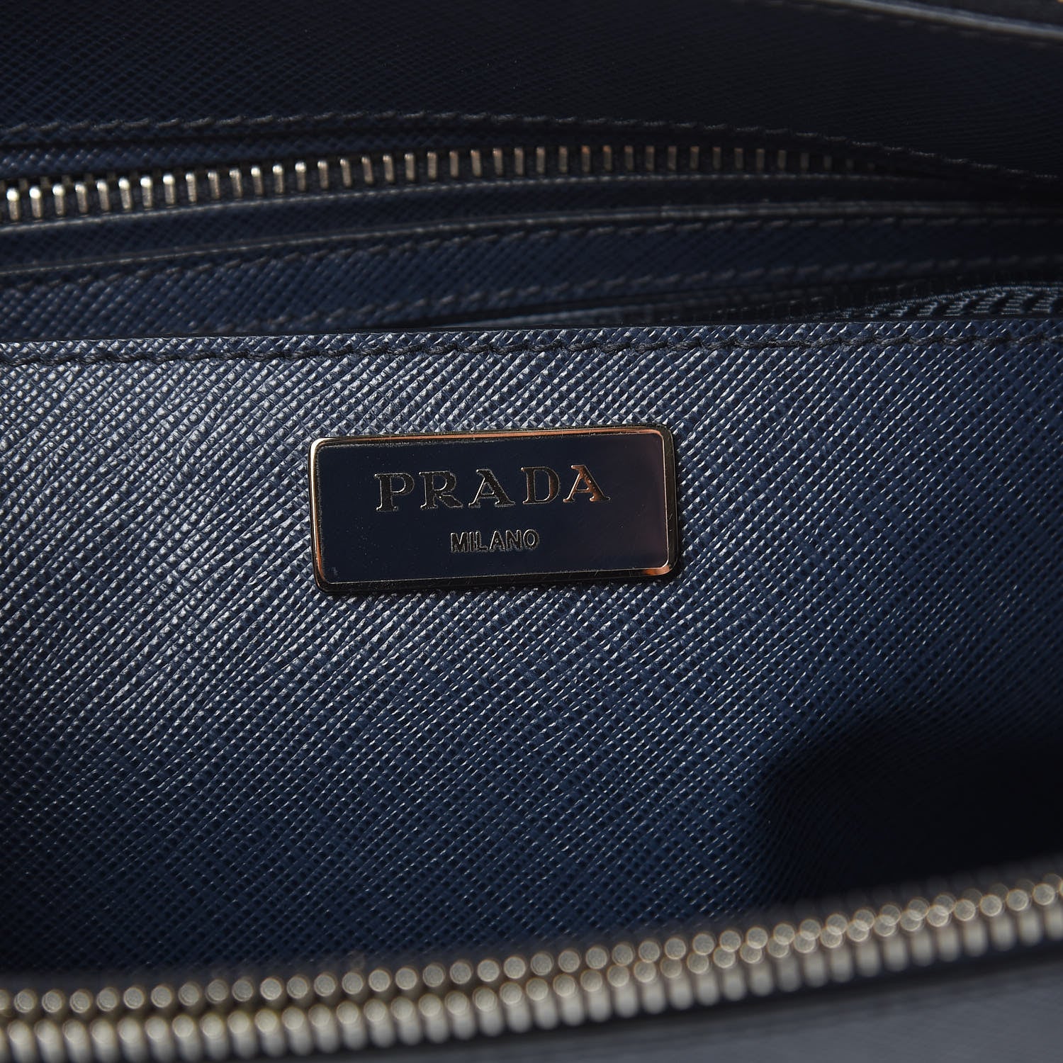 Prada Saffiano Medium Galleria Double Zip Tote Baltico 6 of 9