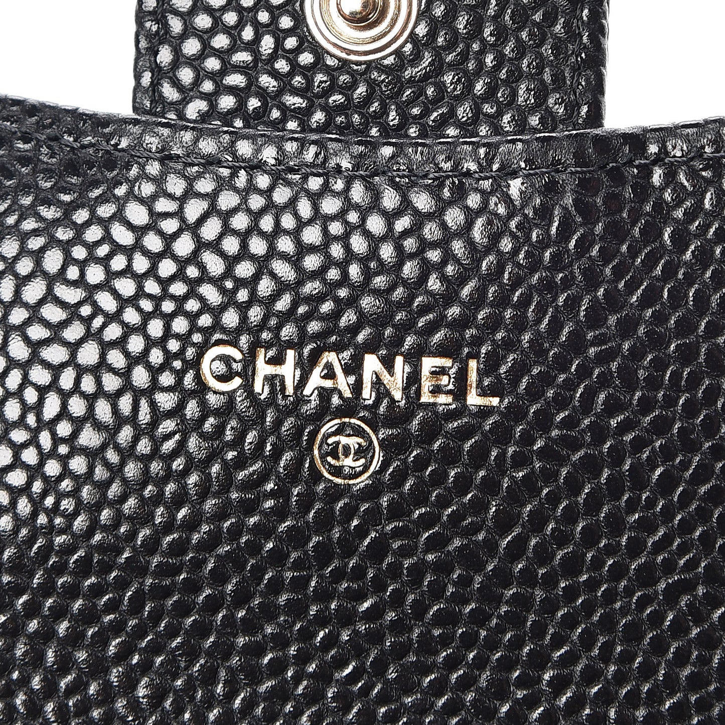 Caviar Quilted Flap Card Holder Wallet Black