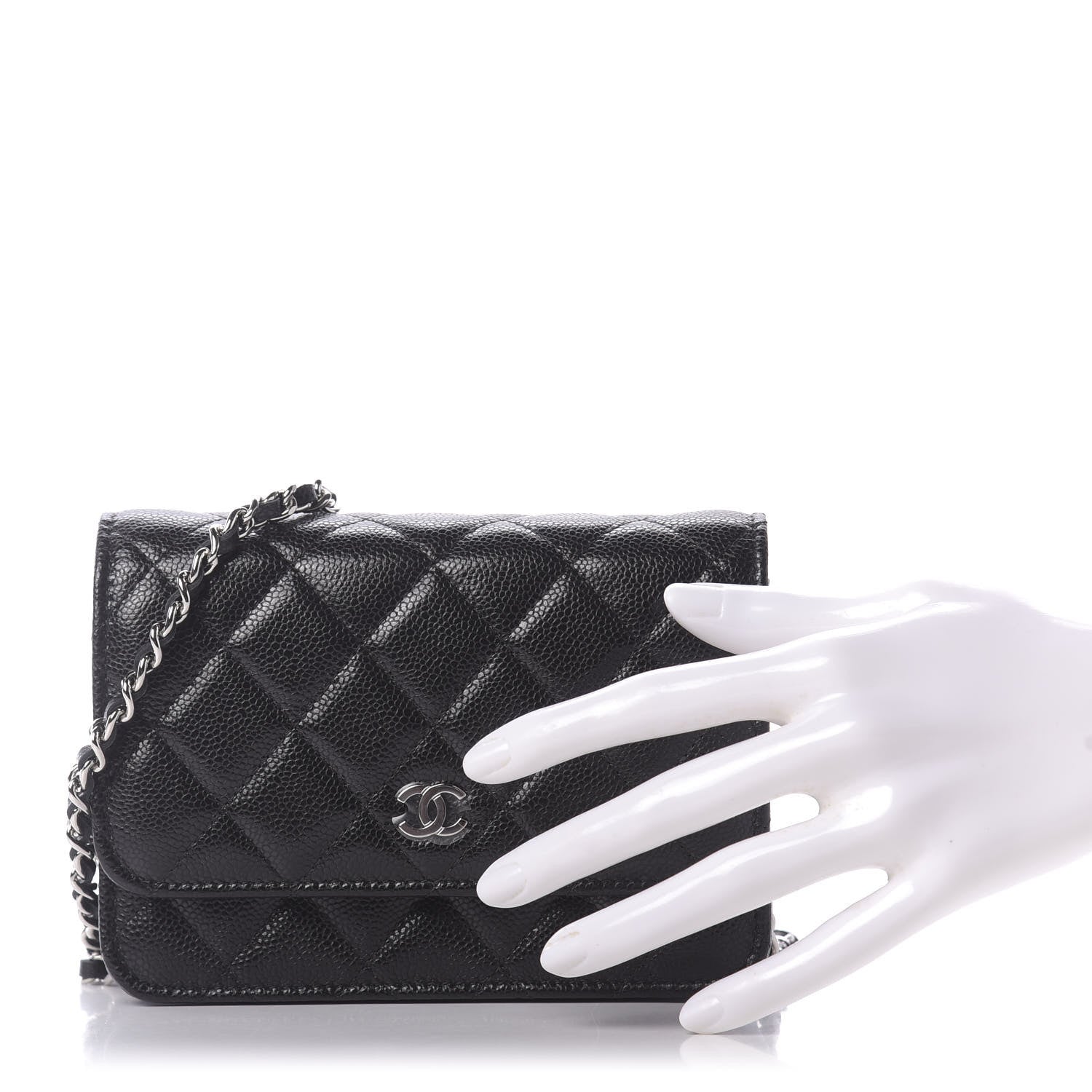 Chanel Caviar Quilted Mini Wallet On Chain WOC Black 2 of 11