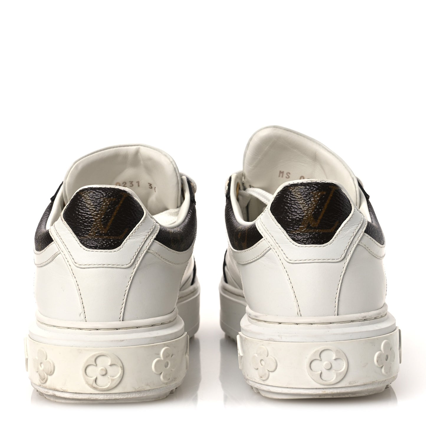Calfskin Embossed Monogram Time Out Sneakers 36 White