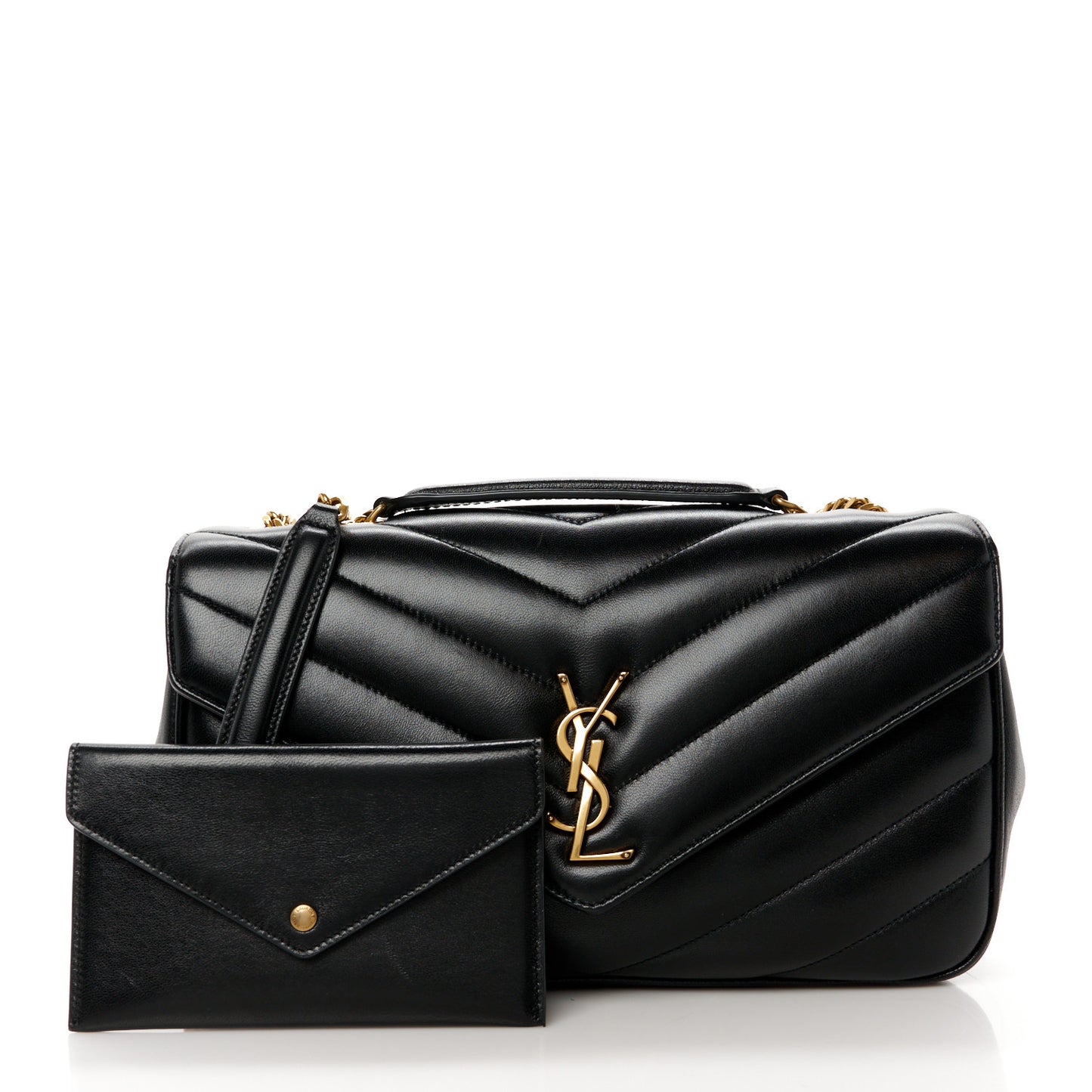 Lambskin Chevron Quilted Medium Loulou Black