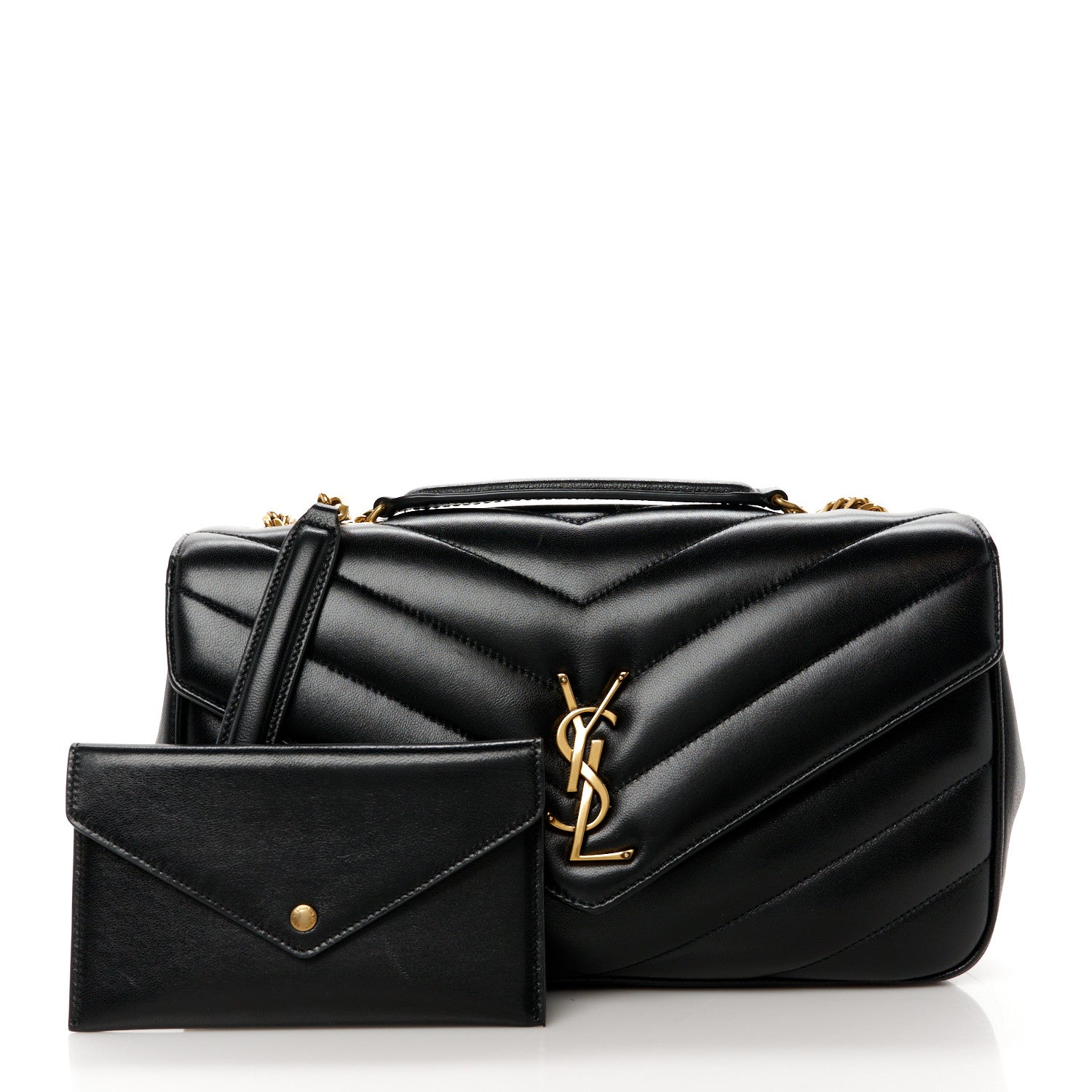 Saint Laurent Lambskin Chevron Quilted Medium Loulou Black 4 of 14