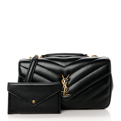 Saint Laurent Lambskin Chevron Quilted Medium Loulou Black 4 of 14
