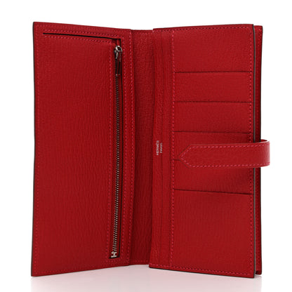 Hermes Chèvre Mysore Bi-Color Bearn Gusset Wallet Rose Lipstick Rouge Casaque 5 of 8