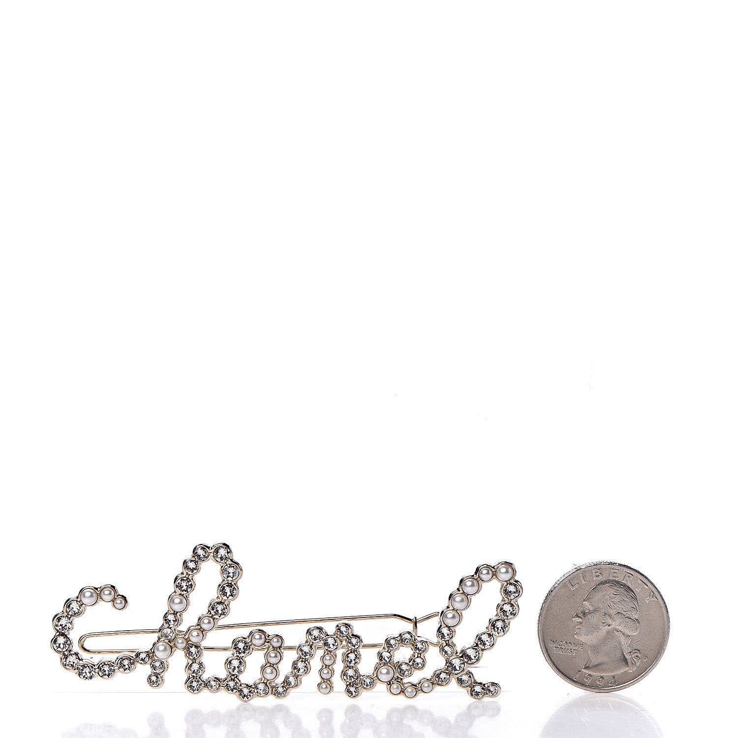 Chanel Metal Glass Swirling Pearls Hair Clip Gold 2 of 5