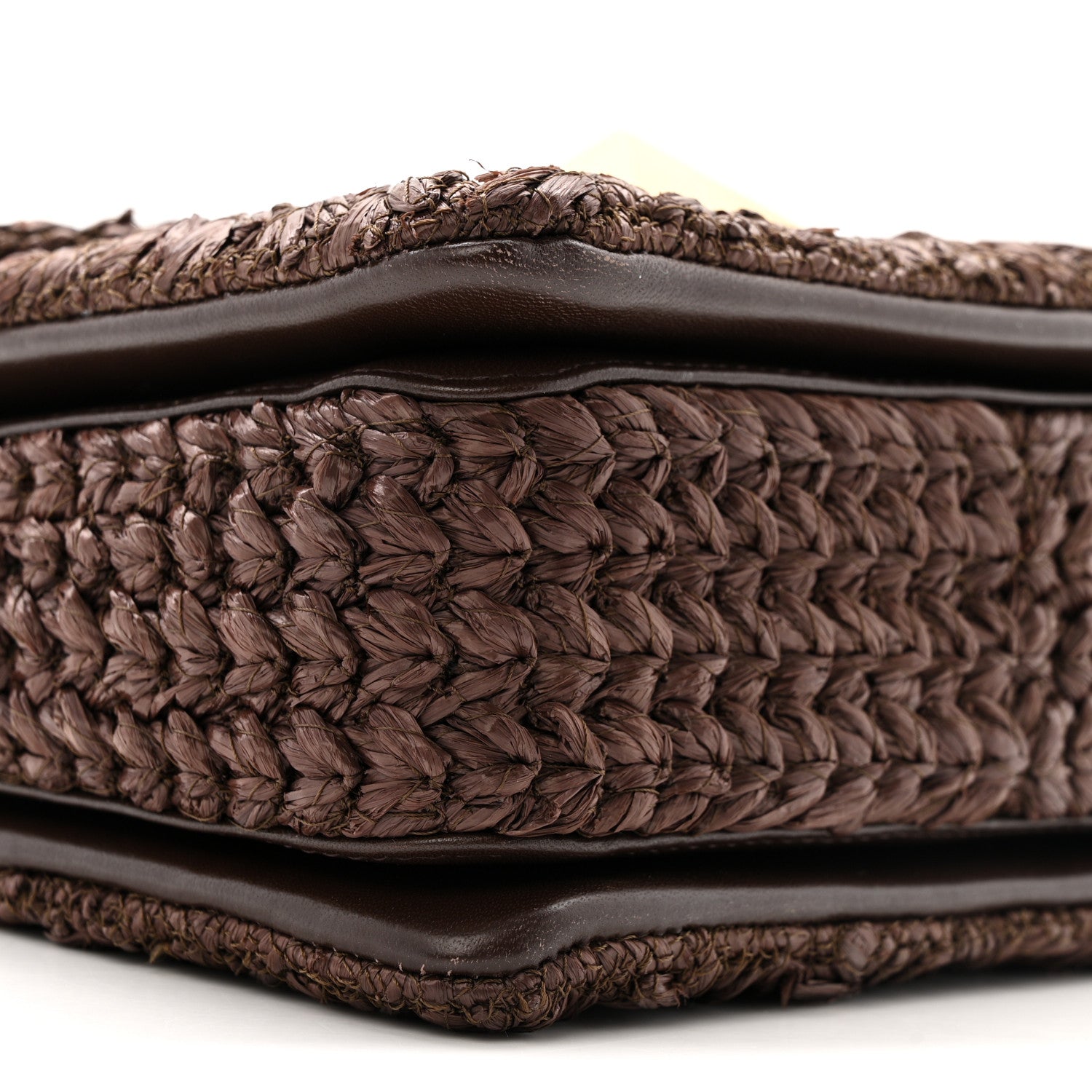 Valentino Garavani Raffia One Stud Chain Clutch Dark Brown 8 of 14