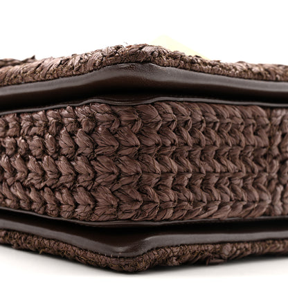Valentino Garavani Raffia One Stud Chain Clutch Dark Brown 8 of 14