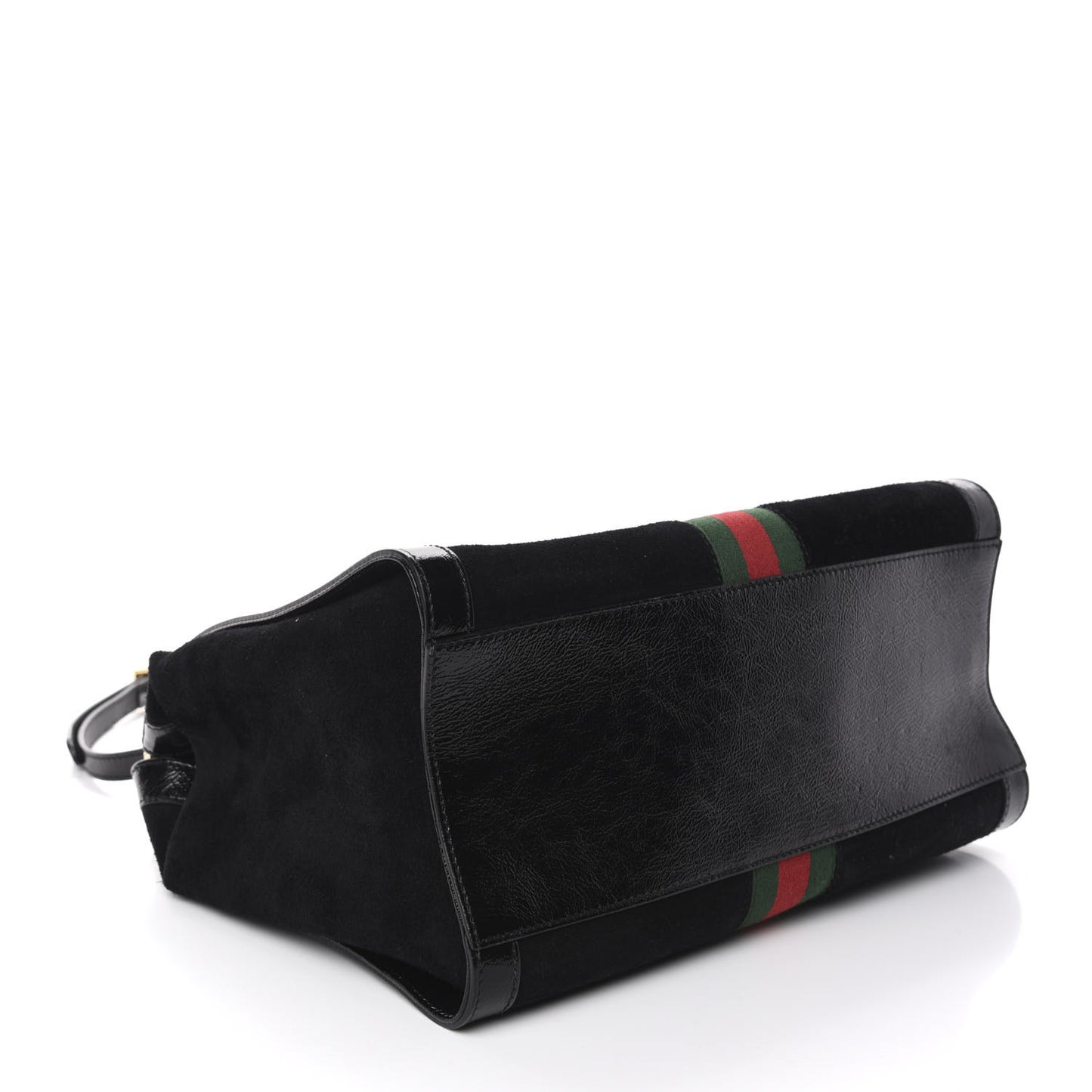 Suede Patent GG Web Medium Ophidia Tote Bag Black