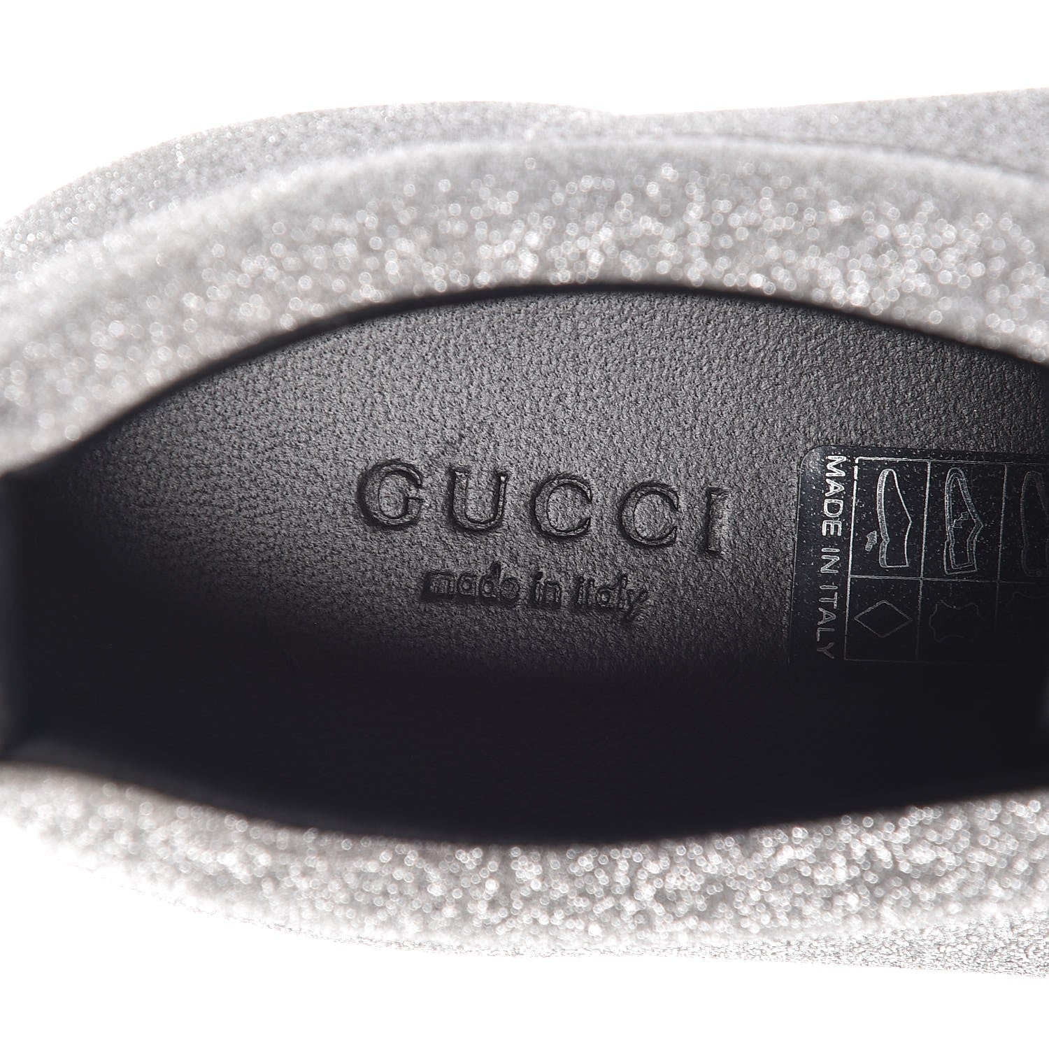 Gucci Glitter Fabric Studded Web Sneakers 38 Silver 6 of 8