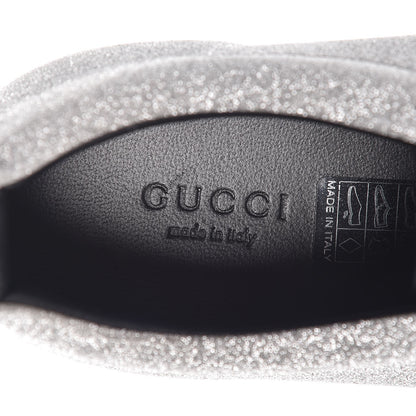 Gucci Glitter Fabric Studded Web Sneakers 38 Silver 6 of 8