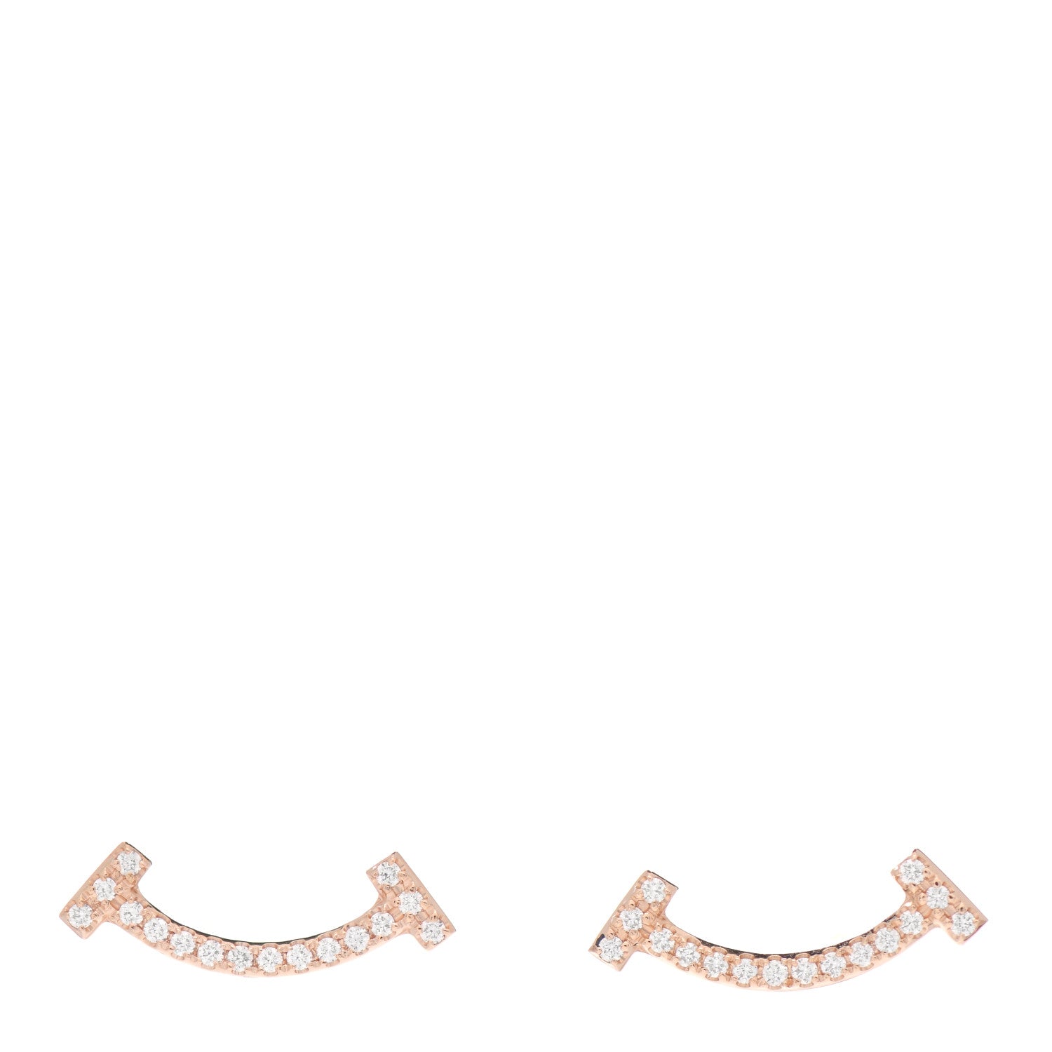 Tiffany 18K Rose Gold Diamond T Smile Earrings 1 of 6