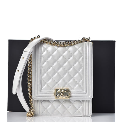 Chanel Calfskin Quilted North South Boy Flap Grey 7 of 7
