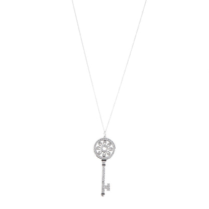 Tiffany Platinum Diamond Petals Key Pendant Necklace 1 of 8