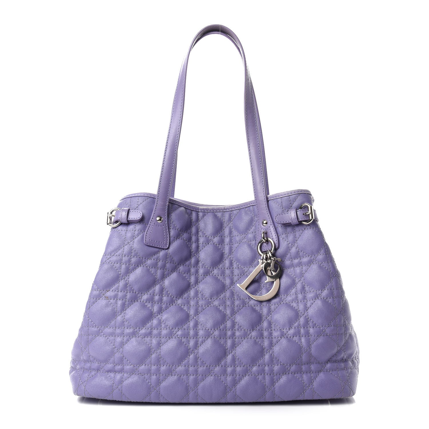 Christian Dior Coated Canvas Cannage Medium Panarea Tote Lilac 1 of 16