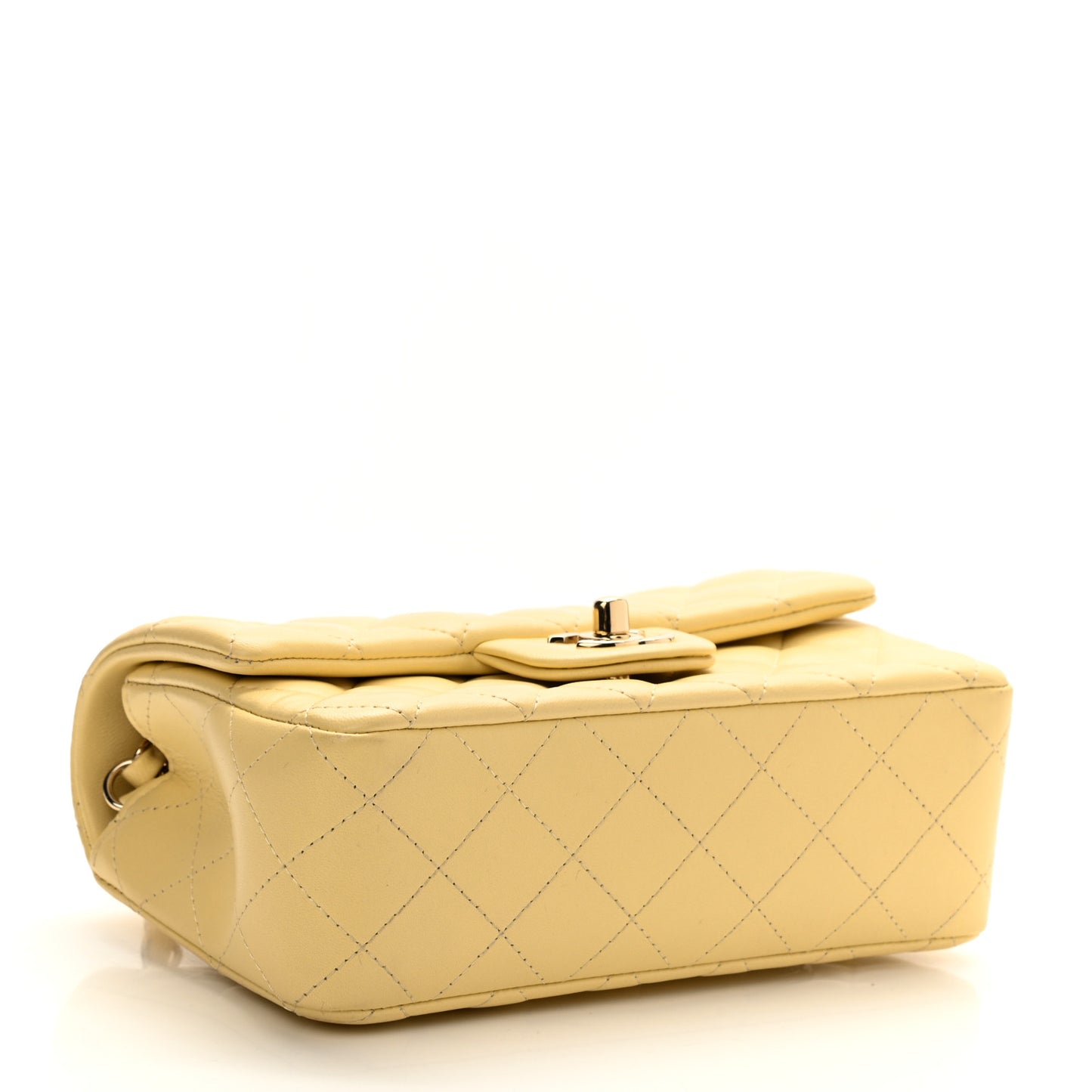 Lambskin Quilted Mini Rectangular Flap Light Yellow