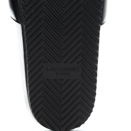 Saint Laurent Lambskin Joan Slide Sandals 37.5 Black 6 of 10