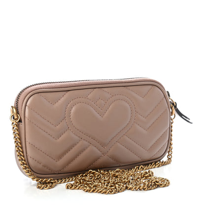 Gucci Calfskin Matelasse Mini GG Marmont Chain Crossbody Bag Porcelain Rose 3 of 8