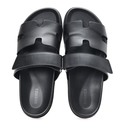 Hermes Calfskin Womens Chypre Sandals 41 Black 2 of 10