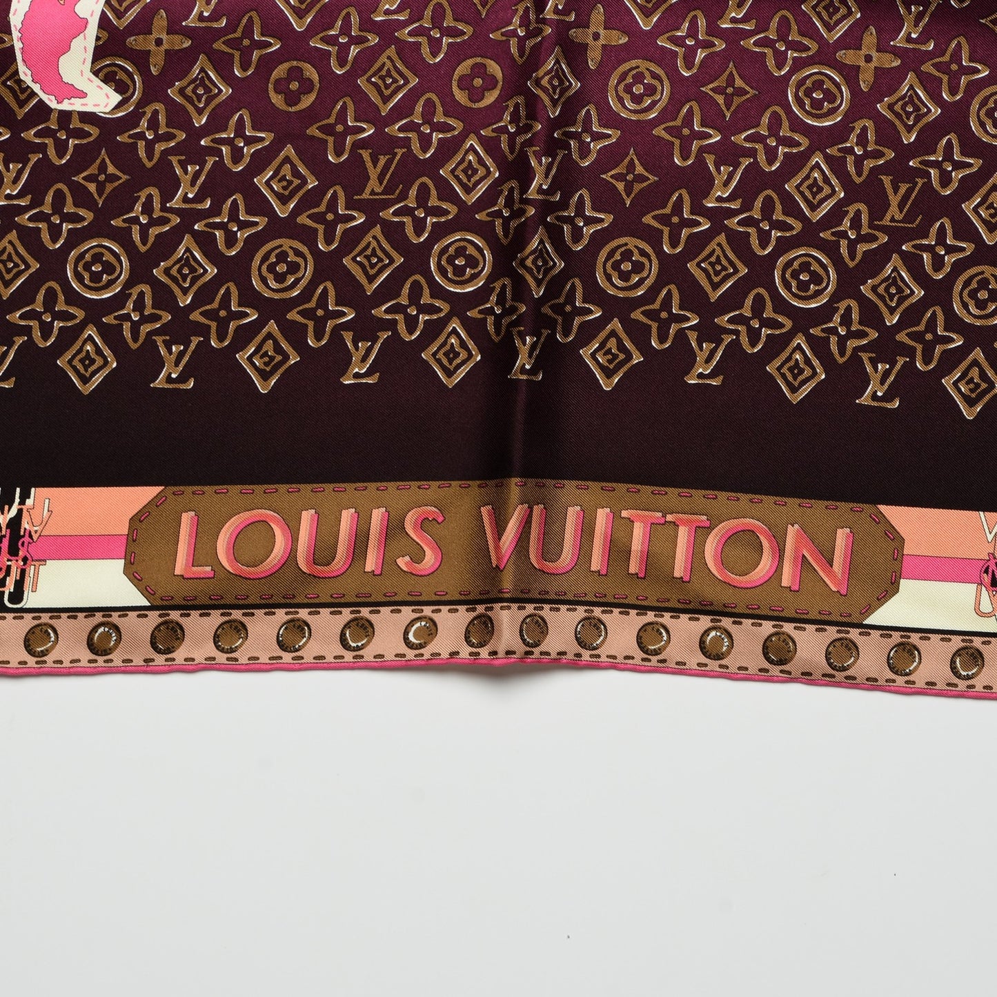 Silk Monogram Map Square Scarf Cassis