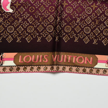 Louis Vuitton Silk Monogram Map Square Scarf Cassis 3 of 5