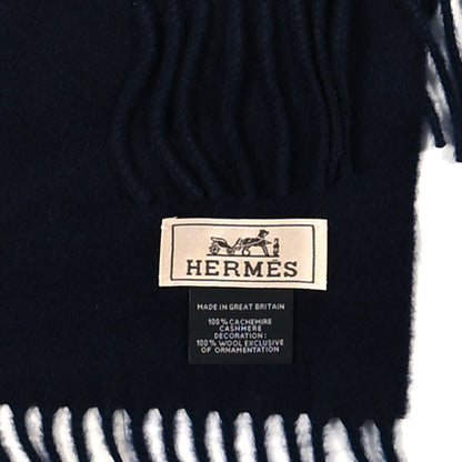 Hermes Cashmere Mr Farrier Patch Detail Muffler Marine 3 of 3